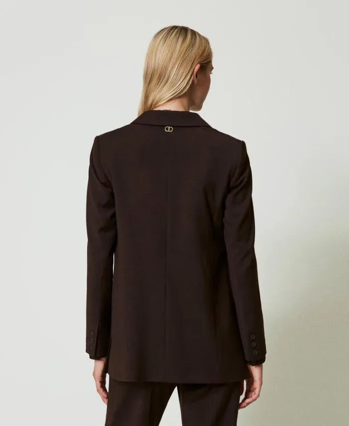 Twinset Blazers Stretch Wool Blazer Coffee Chocolate 8211 Clothing