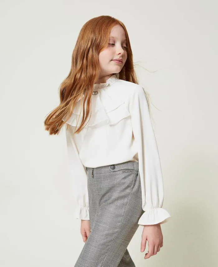 Twinset Blouses And Shirts Crpe De Chine Blouse With Jabot Off White 8211 Girl
