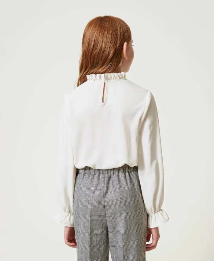 Twinset Blouses And Shirts Crpe De Chine Blouse With Jabot Off White 8211 Girl