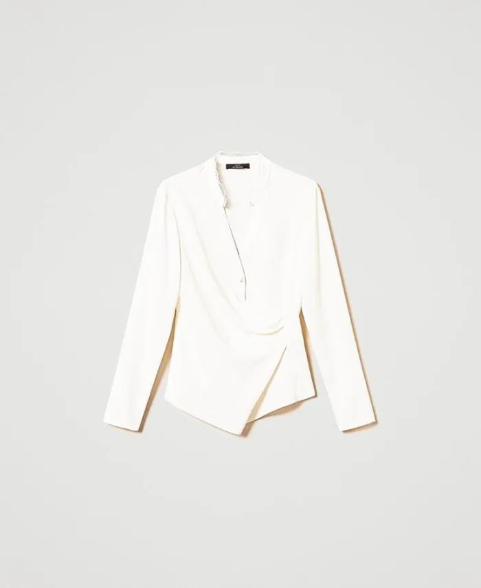 Twinset Blouses And Shirts Recycled Crpe De Chine Blouse White Cream 8211 Clothing