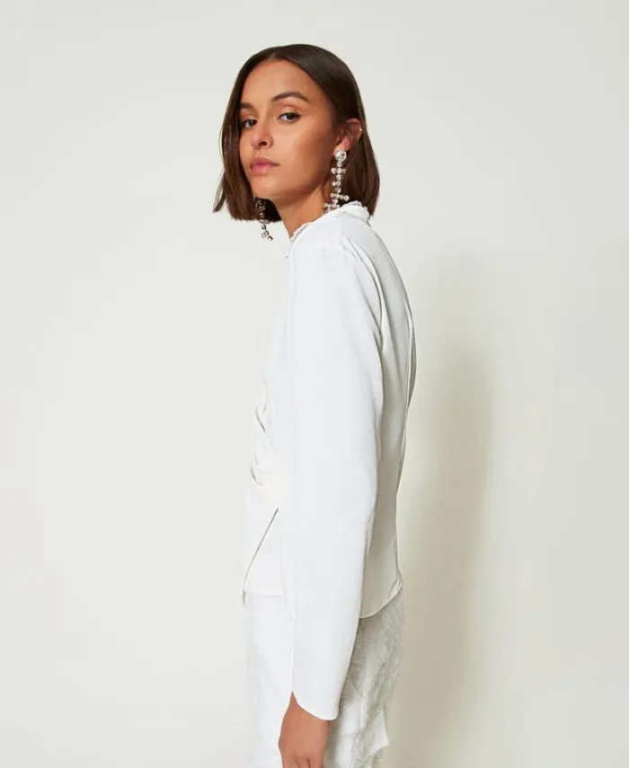 Twinset Blouses And Shirts Recycled Crpe De Chine Blouse White Cream 8211 Clothing