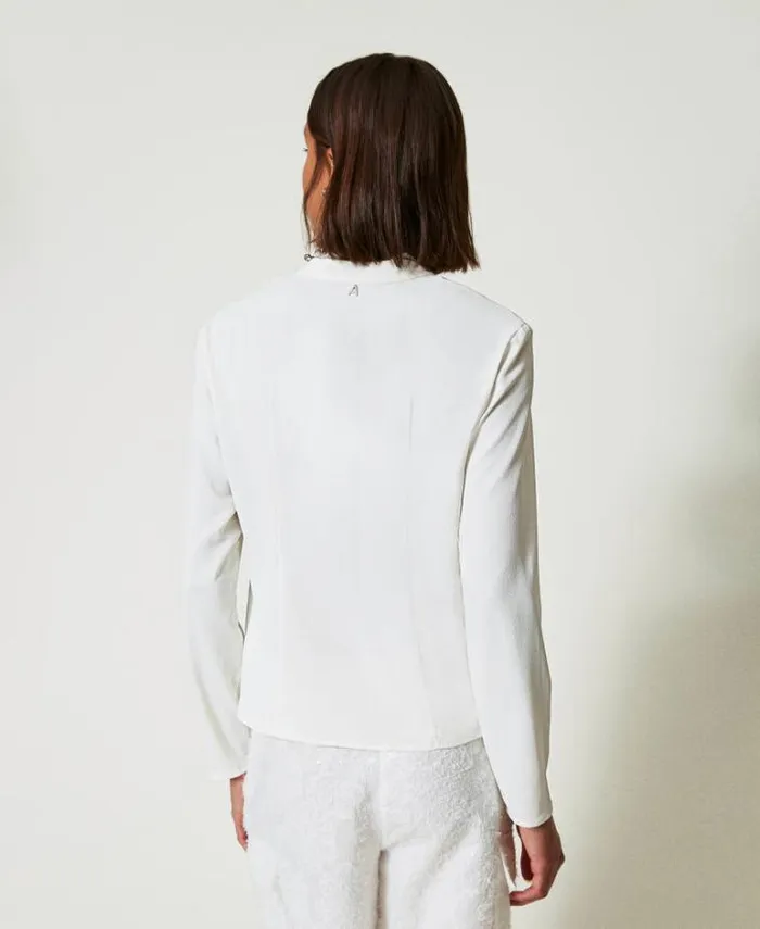 Twinset Blouses And Shirts Recycled Crpe De Chine Blouse White Cream 8211 Clothing