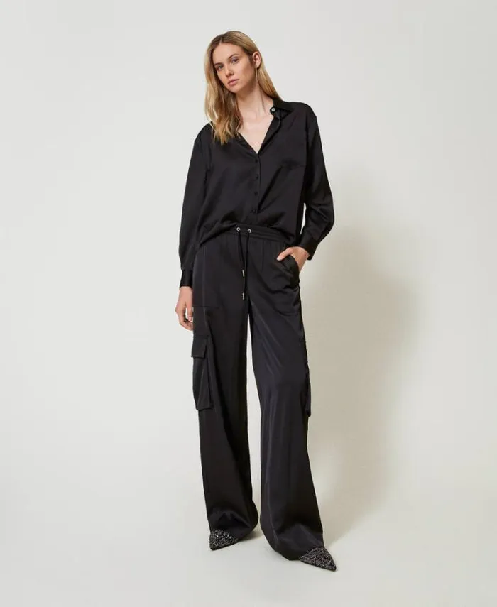 Twinset Cargo Trousers Satin Cargo Trousers Black 8211 Clothing