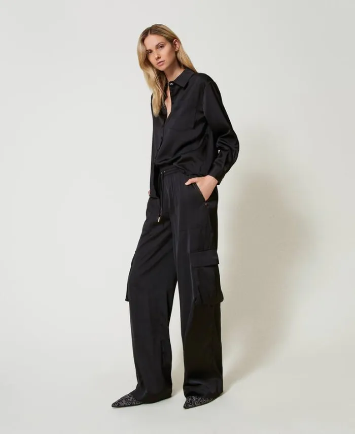 Twinset Cargo Trousers Satin Cargo Trousers Black 8211 Clothing