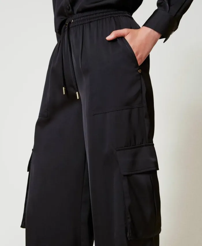 Twinset Cargo Trousers Satin Cargo Trousers Black 8211 Clothing