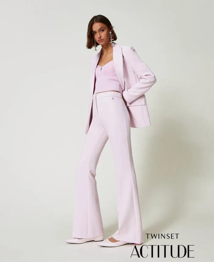 Twinset Flares Flared Cady Crpe Trousers Pink Tulle 8211 Clothing