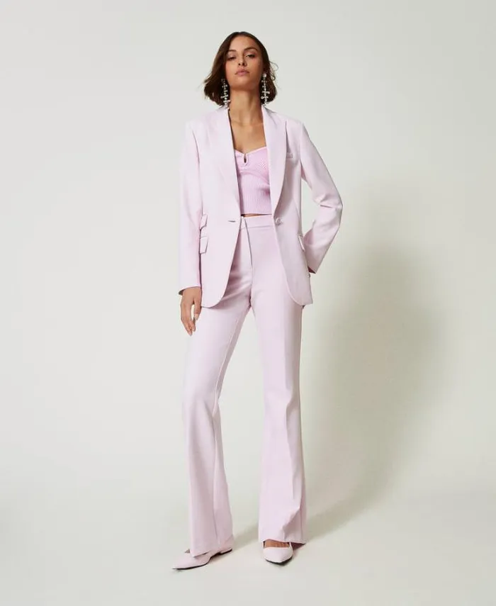 Twinset Flares Flared Cady Crpe Trousers Pink Tulle 8211 Clothing