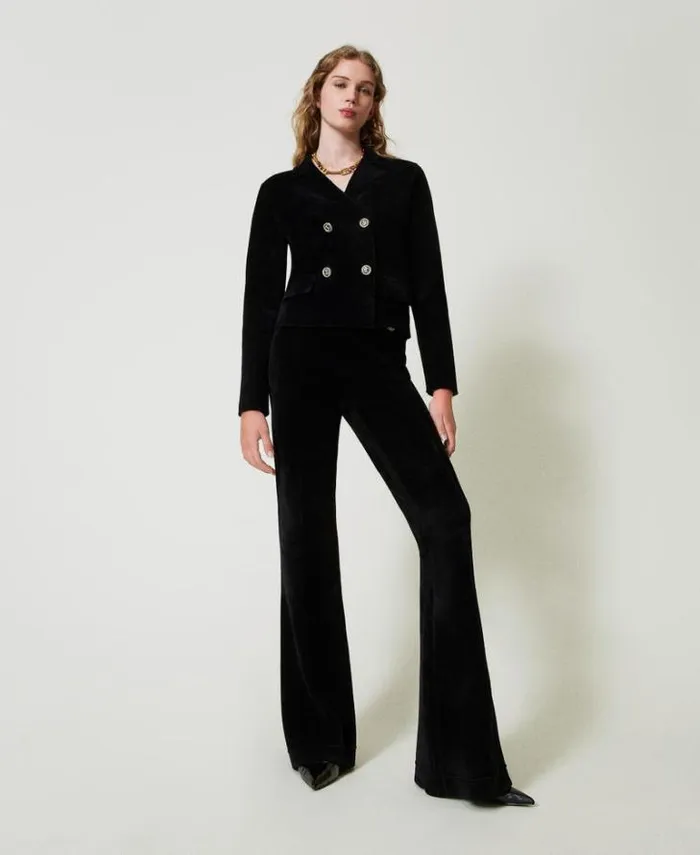 Twinset Flares Flared Knit Trousers With Oval T Buttons Black 8211 Clothing