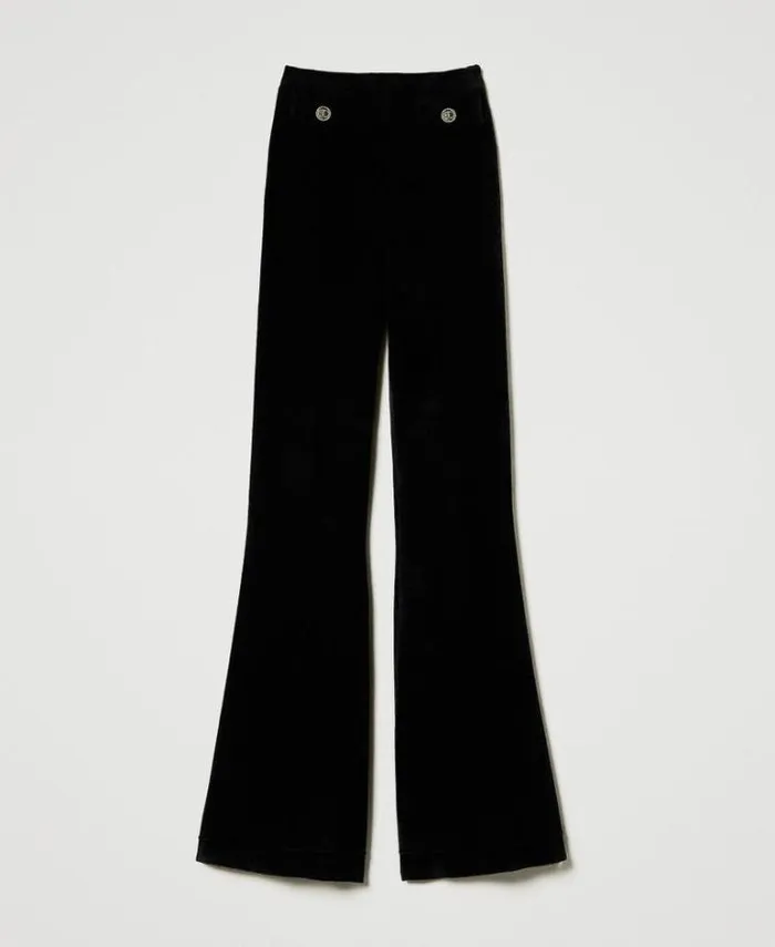 Twinset Flares Flared Knit Trousers With Oval T Buttons Black 8211 Clothing