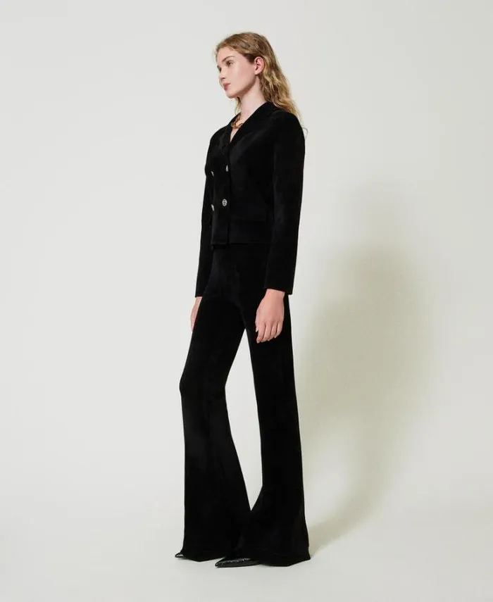 Twinset Flares Flared Knit Trousers With Oval T Buttons Black 8211 Clothing