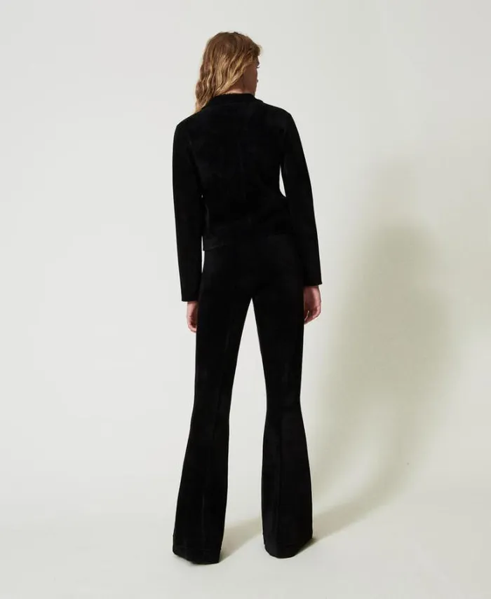 Twinset Flares Flared Knit Trousers With Oval T Buttons Black 8211 Clothing