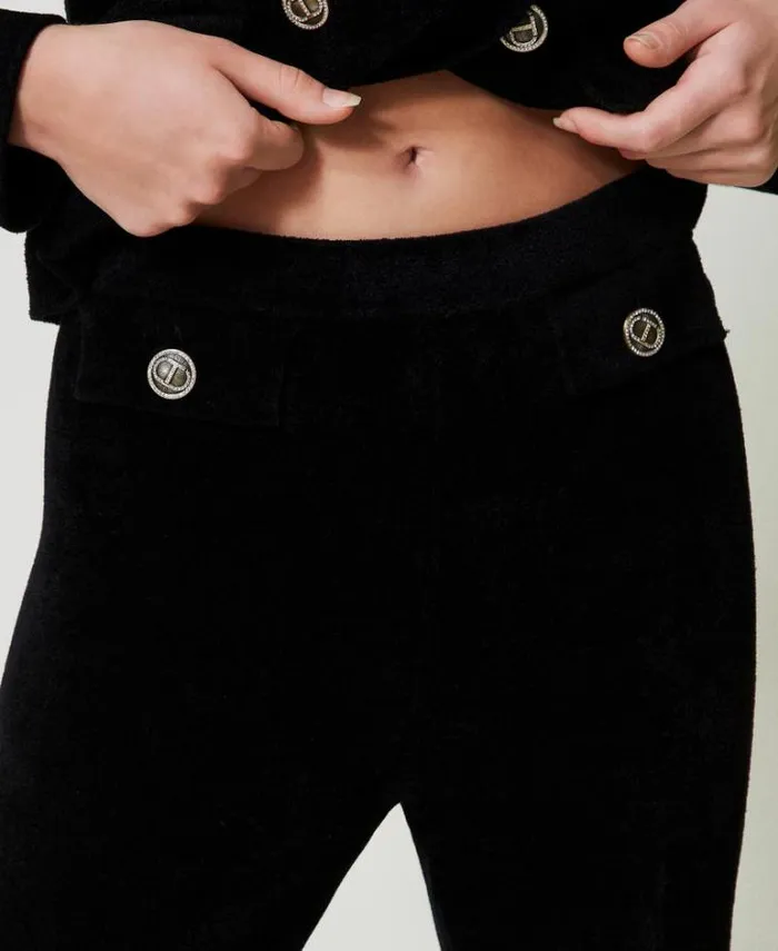 Twinset Flares Flared Knit Trousers With Oval T Buttons Black 8211 Clothing
