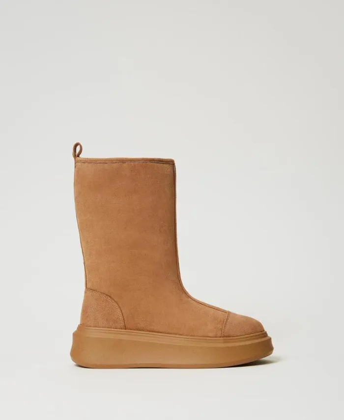 Twinset Flat Shoes Lined Platform Boots Caramel Camel 8211 Shoes