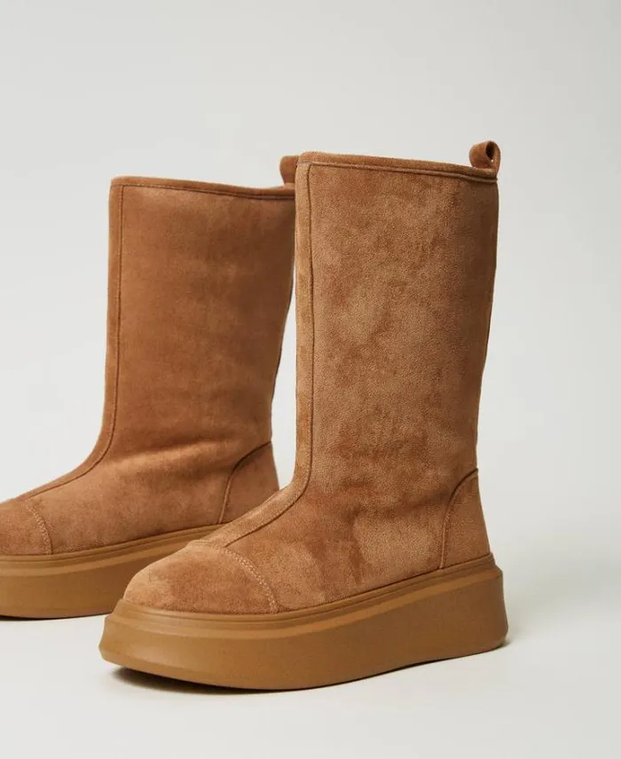Twinset Flat Shoes Lined Platform Boots Caramel Camel 8211 Shoes