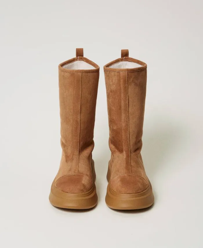Twinset Flat Shoes Lined Platform Boots Caramel Camel 8211 Shoes