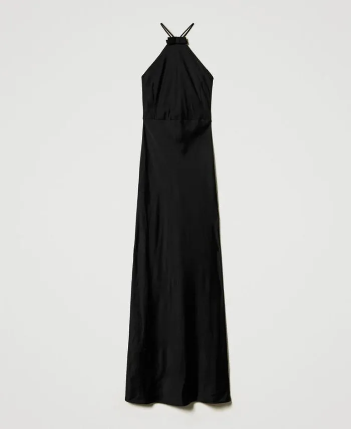 Twinset Formal Dresses Long Satin Halter Dress Black 8211 Clothing