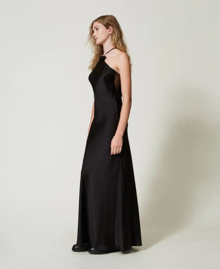 Twinset Formal Dresses Long Satin Halter Dress Black 8211 Clothing