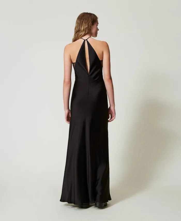 Twinset Formal Dresses Long Satin Halter Dress Black 8211 Clothing