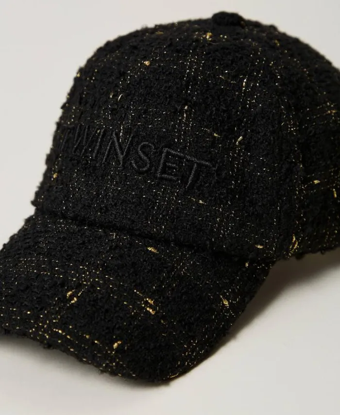 Twinset Hats Boucl Baseball Cap With Logo Black Gold Bouclegrave 8211 Accessories