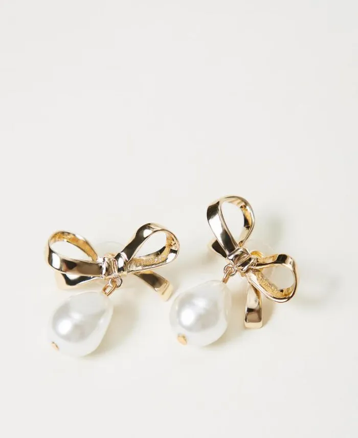 Twinset Jewellery Bow Earrings With Pearl New Gold 8211 Accessories