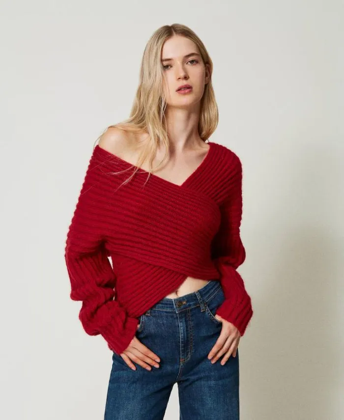 Twinset Jumpers And Cardigans Dualuse Mohair Blend Jumper Venetian Red 8211 Clothing