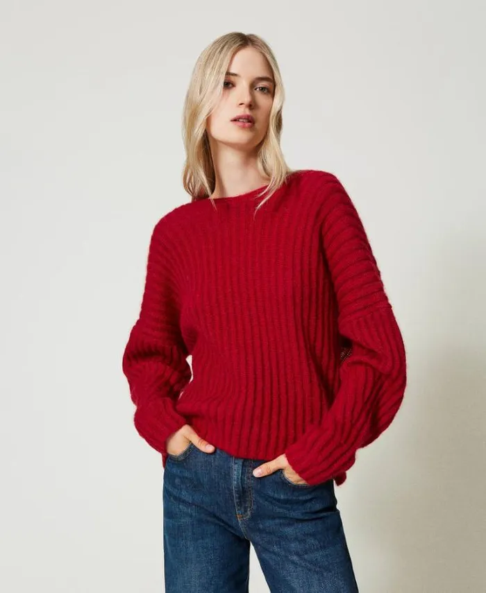 Twinset Jumpers And Cardigans Dualuse Mohair Blend Jumper Venetian Red 8211 Clothing