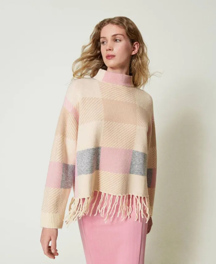 Twinset Jumpers And Cardigans Jacquard Jumper With Fringes Fuchsia Les Beiges Beige Pepper Silk Jacquard 8211 Clothing Twinset Jumpers And Cardigans Jacquard Jumper With Fringes Fuchsia Les Beiges Beige Pepper Silk Jacquard 8211 Clothing