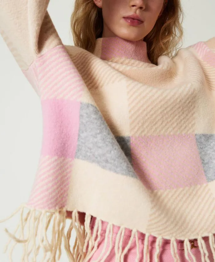 Twinset Jumpers And Cardigans Jacquard Jumper With Fringes Fuchsia Les Beiges Beige Pepper Silk Jacquard 8211 Clothing