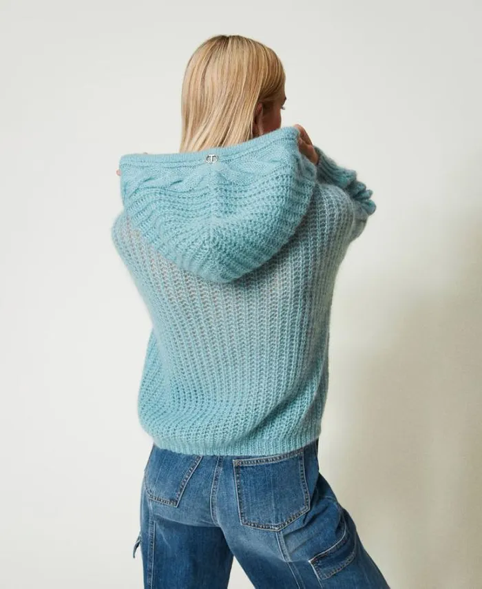Twinset Jumpers And Cardigans Mohair And Wool Jumper With Hood Gainsboro Gray 8211 Clothing