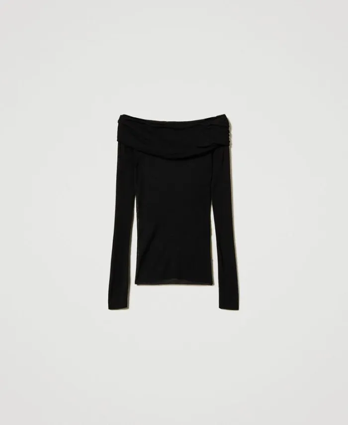 Twinset Jumpers And Cardigans Viscose Offshoulder Jumper Black 8211 Clothing