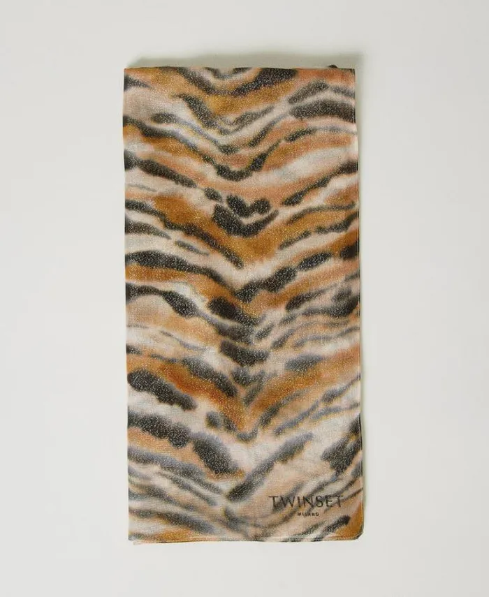 Twinset Scarves Animal Print Stole Tennegrave Orange Black Tiger Print 8211 Accessories