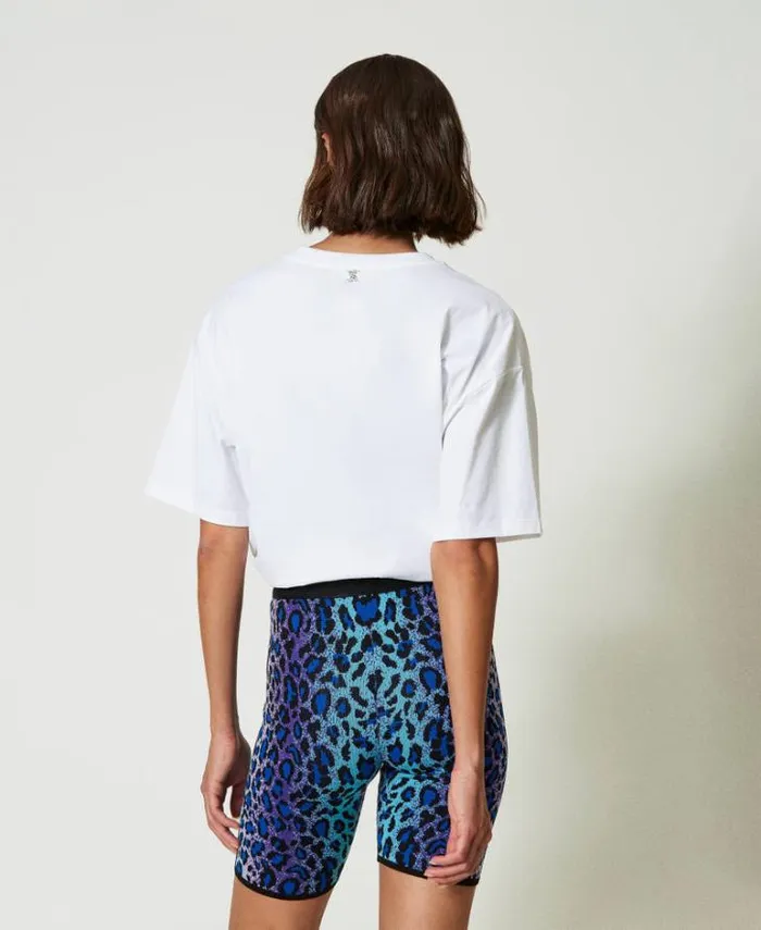 Twinset Shorts MYFO Jacquard Knit Biker Shorts Multicolour Leopard Jacquard 8211 Clothing