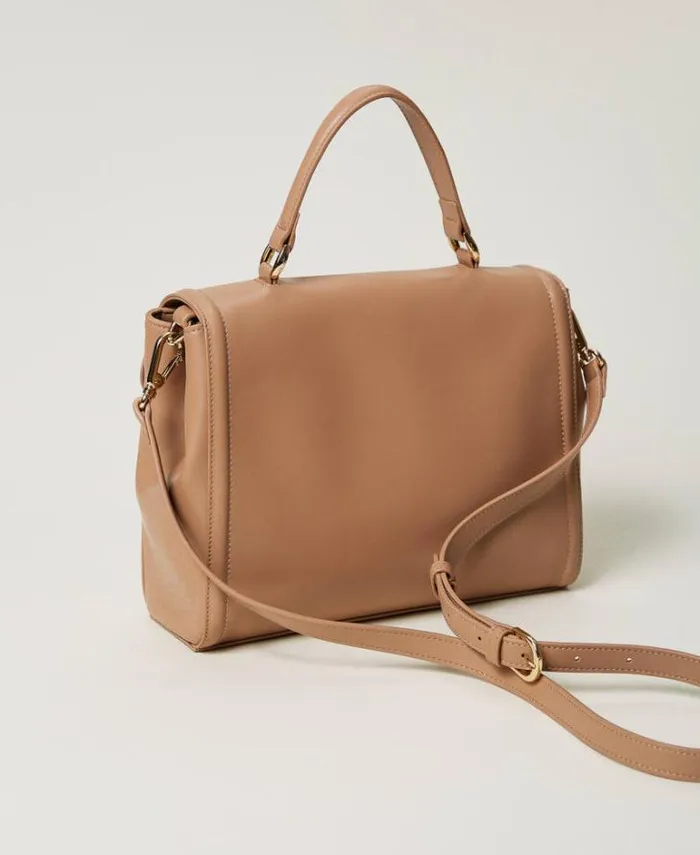 Twinset Shoulder Bags 039Brera039 Top Handle Bag With Oval T Fastener Chocolate Malt 8211 Bags