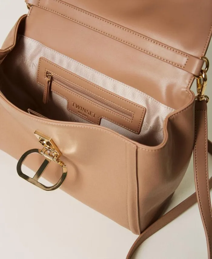 Twinset Shoulder Bags 039Brera039 Top Handle Bag With Oval T Fastener Chocolate Malt 8211 Bags