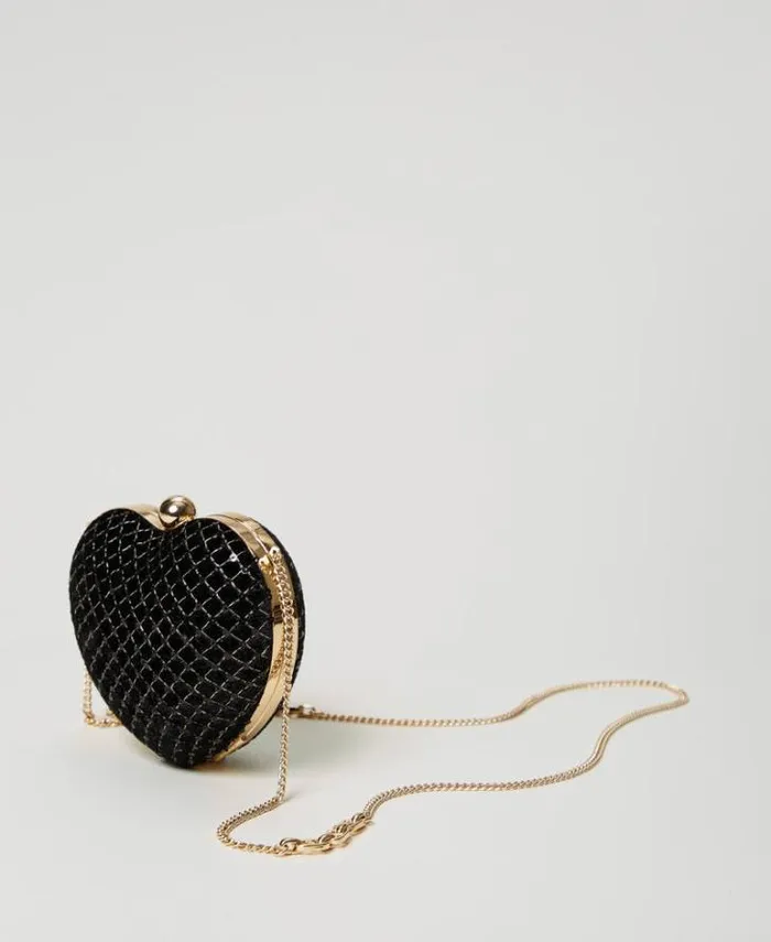 Twinset Shoulder Bags 039Coup De Coeur039 Embroidered Velvet Clutch Black 8211 Bags