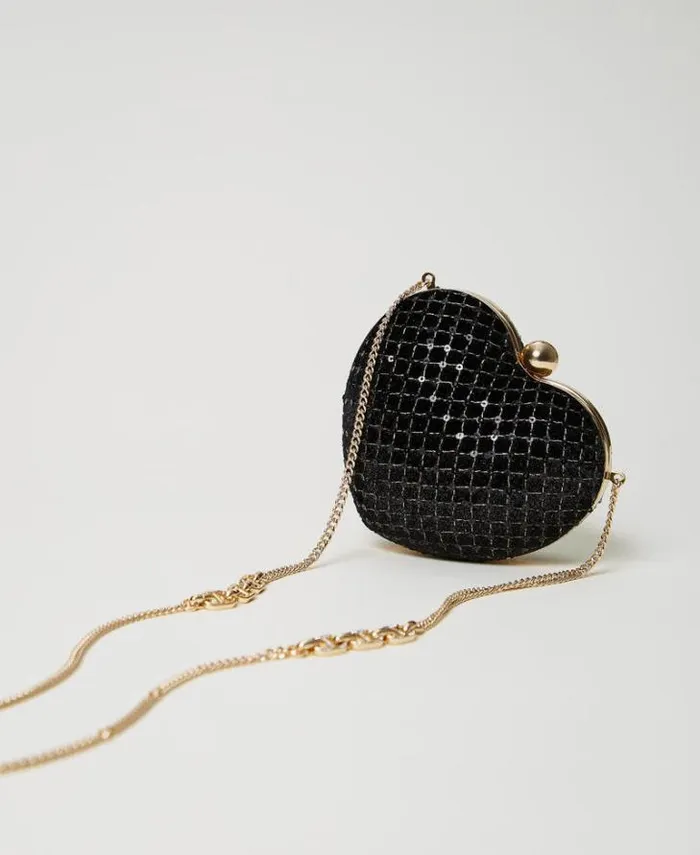 Twinset Shoulder Bags 039Coup De Coeur039 Embroidered Velvet Clutch Black 8211 Bags