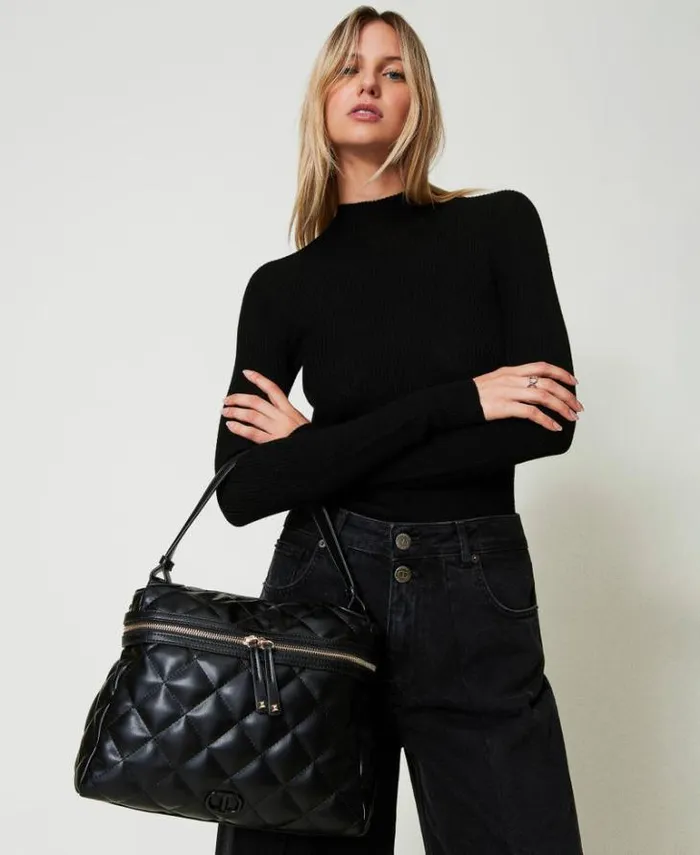 Twinset Shoulder Bags Ccile Large Quilted Top Handle Bag Black 8211 Bags