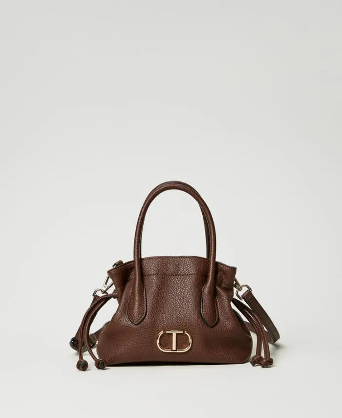 Twinset Shoulder Bags Shoulder Bag With Oval T And Drawstring Coffee Chocolate 8211 Bags Twinset Shoulder Bags Shoulder Bag With Oval T And Drawstring Coffee Chocolate 8211 Bags