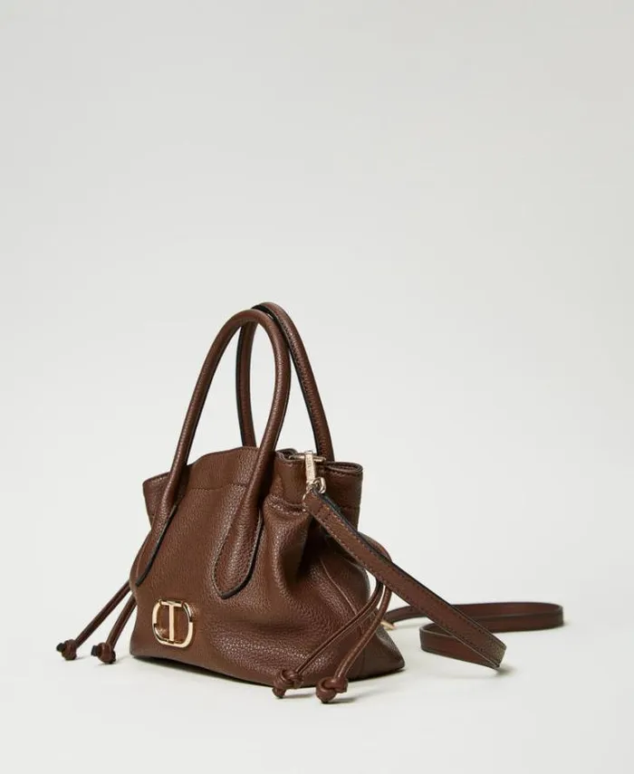 Twinset Shoulder Bags Shoulder Bag With Oval T And Drawstring Coffee Chocolate 8211 Bags