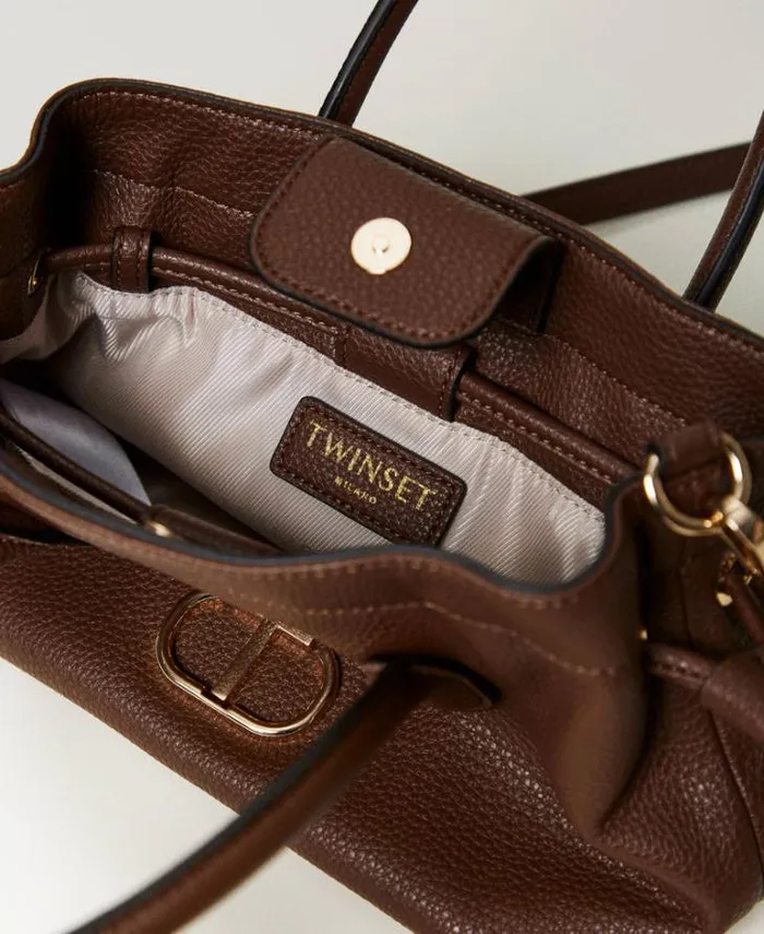 Twinset Shoulder Bags Shoulder Bag With Oval T And Drawstring Coffee Chocolate 8211 Bags