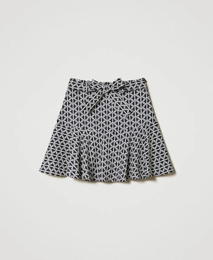 Twinset Skirts Crpe De Chine Trouserskirt With Print Oval T Chain Print 8211 Girl