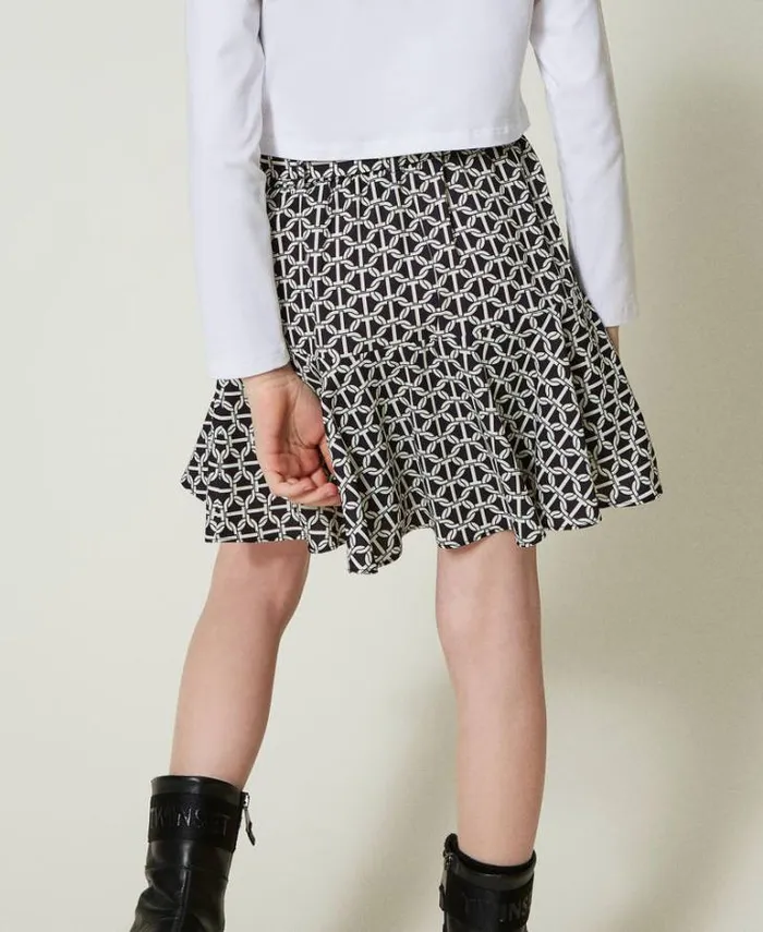 Twinset Skirts Crpe De Chine Trouserskirt With Print Oval T Chain Print 8211 Girl