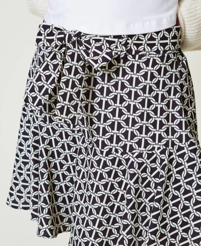 Twinset Skirts Crpe De Chine Trouserskirt With Print Oval T Chain Print 8211 Girl