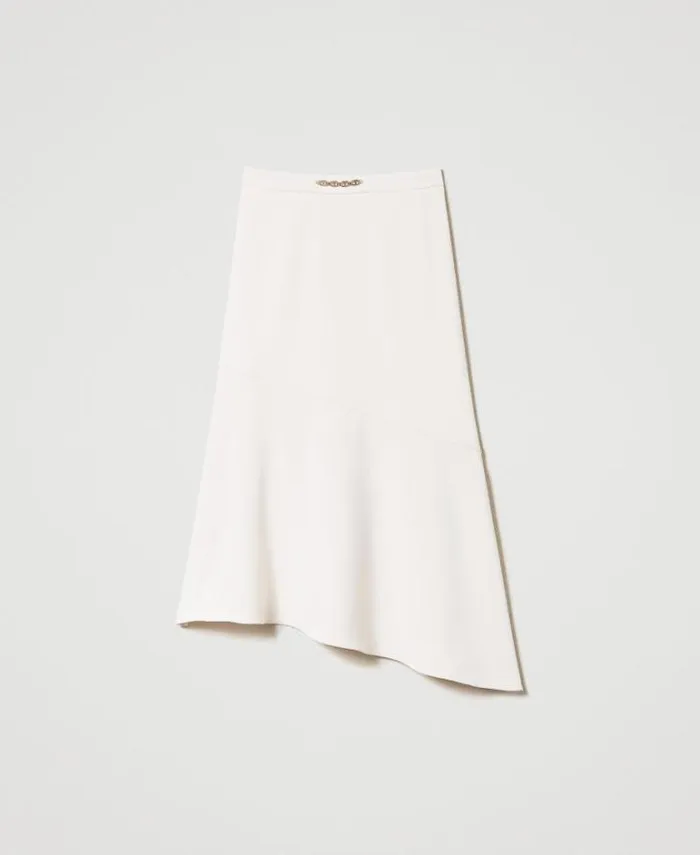Twinset Skirts Midi Skirt With Oval T Chain Old White 8211 Clothing