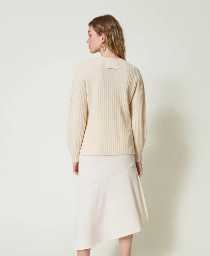 Twinset Skirts Midi Skirt With Oval T Chain Old White 8211 Clothing