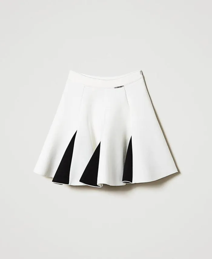 Twinset Skirts Twotone Scuba Fabric Skirt Bicolour Off White Black 8211 Girl