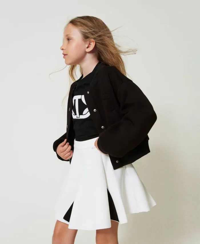 Twinset Skirts Twotone Scuba Fabric Skirt Bicolour Off White Black 8211 Girl
