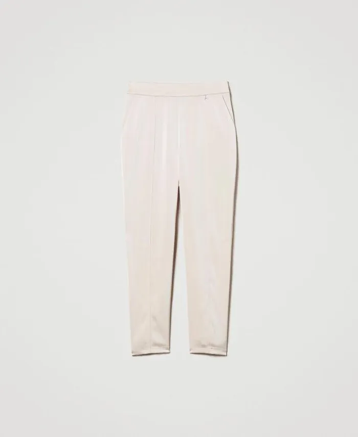 Twinset Straight Leg And Cigarette Trousers Satin Cigarette Trousers Pink Cloud Pink 8211 Clothing