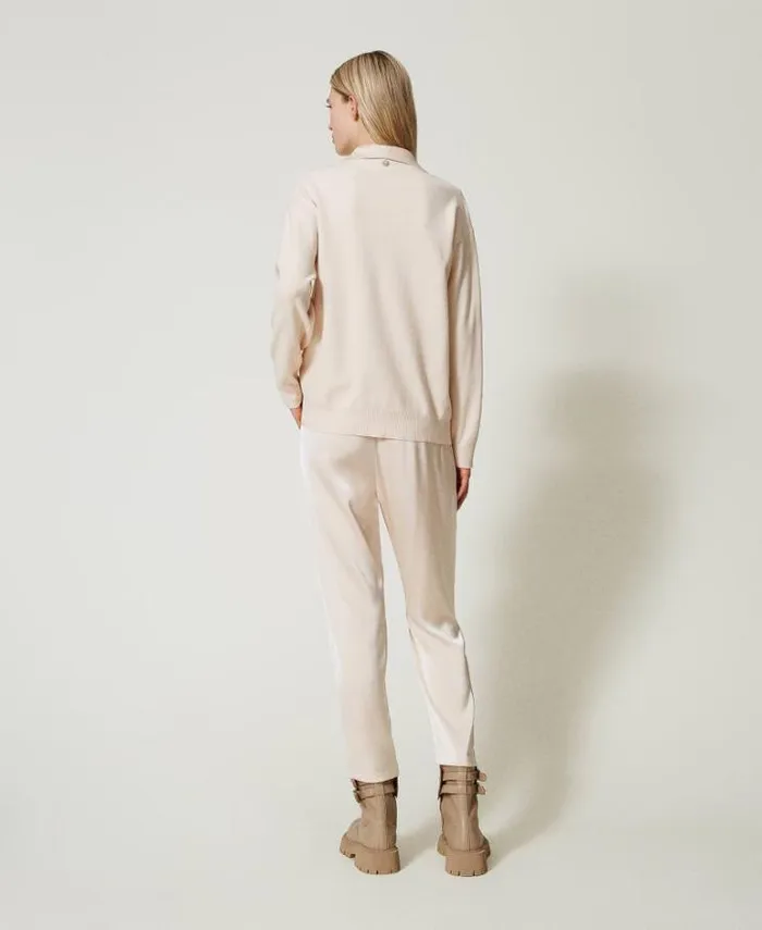 Twinset Straight Leg And Cigarette Trousers Satin Cigarette Trousers Pink Cloud Pink 8211 Clothing