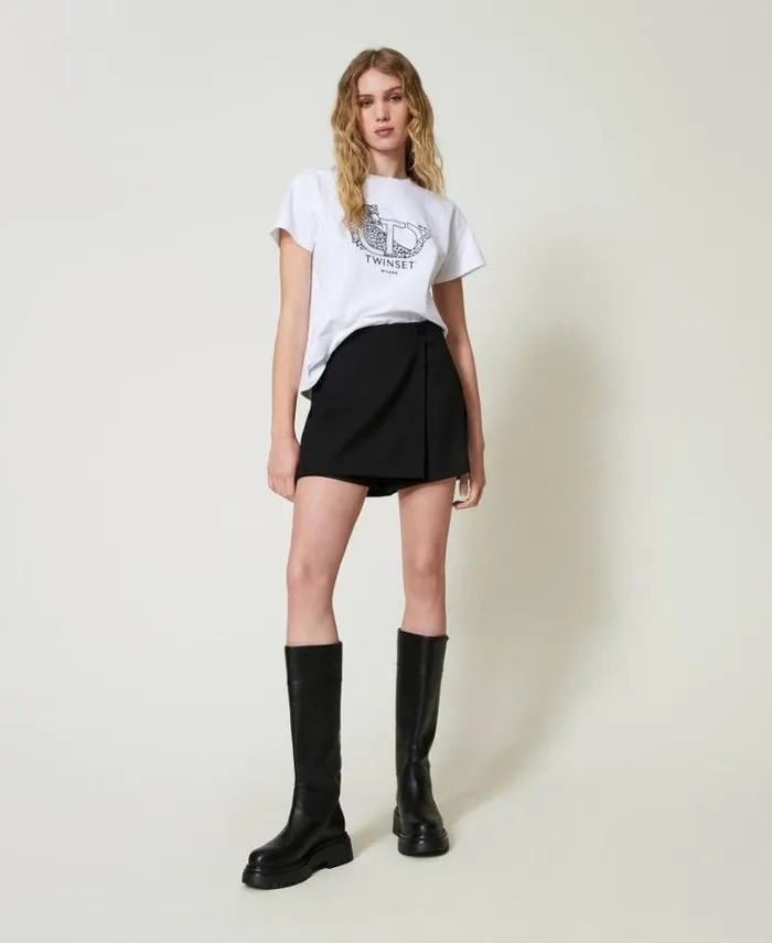 Twinset TShirts And Tops Tshirt With Logo Embroidery And Jaguar White 8211 Clothing